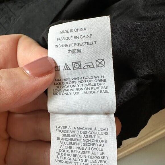 J Crew Shift Dress Womens 2 Black Bell Sleeve Cotton Lined Boho Tie Back - Picture 7 of 10